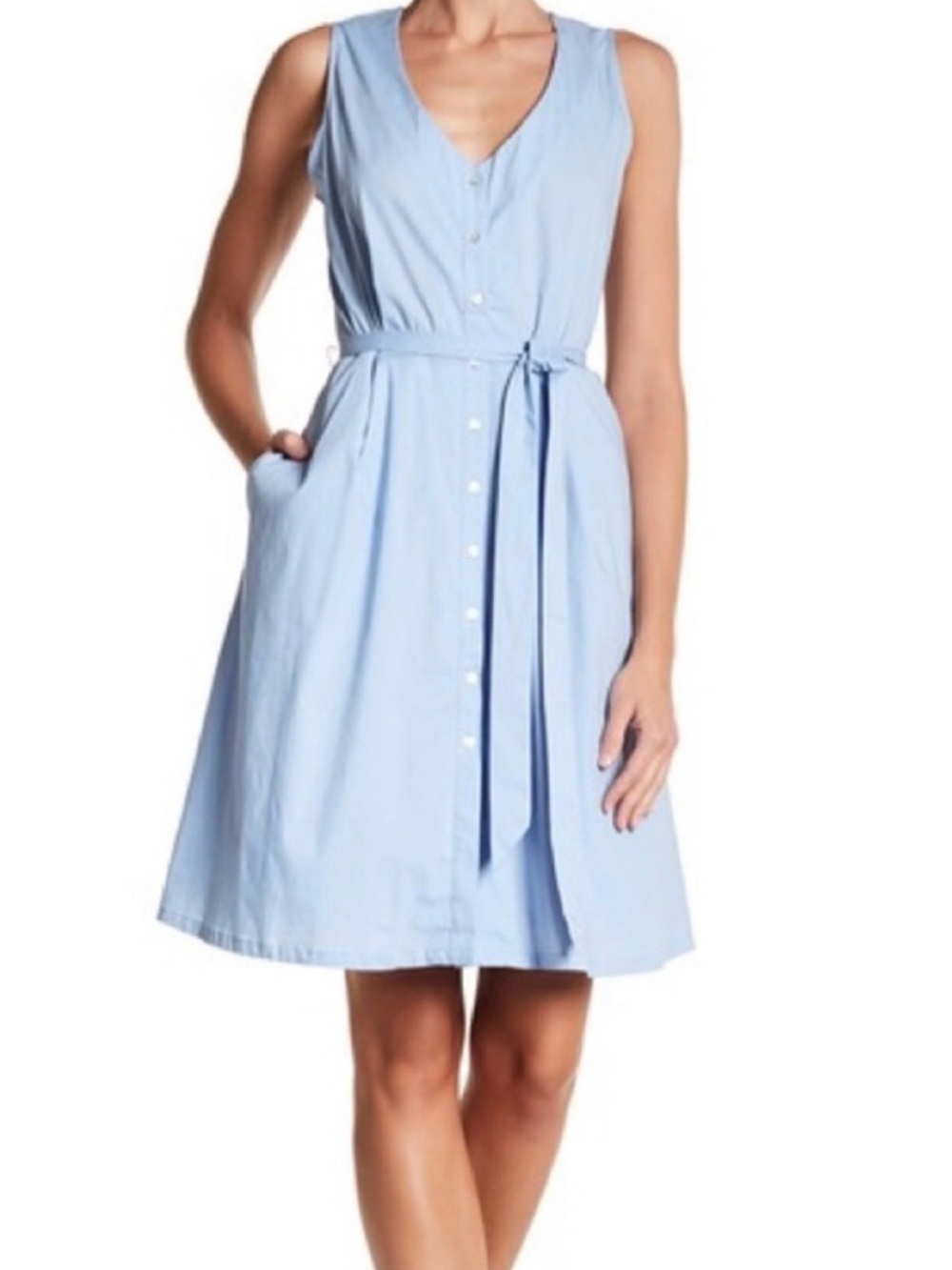 Bobeau sleeveless button down midi dress